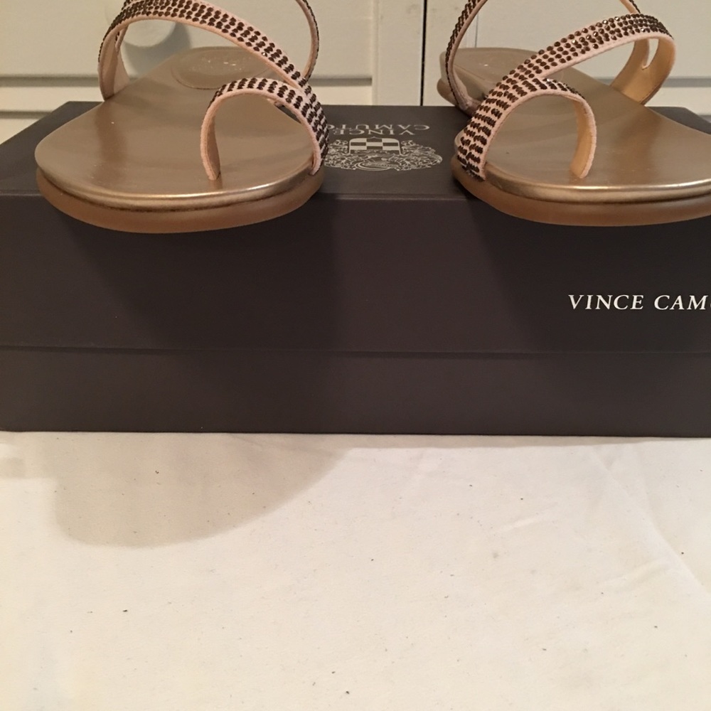 Vince Camuto Crystal embellished toe loop sandal. - Picture 6 of 7